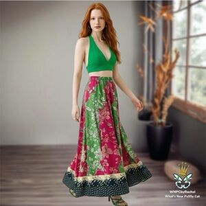 Her Destiny Boho Border Print Maxi Skirt, Fits S-M